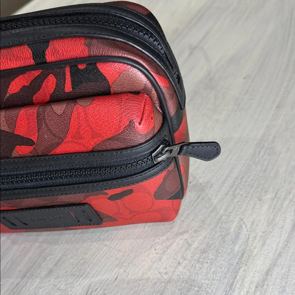 Coach Red and Black Camouflage Toiletry Bag